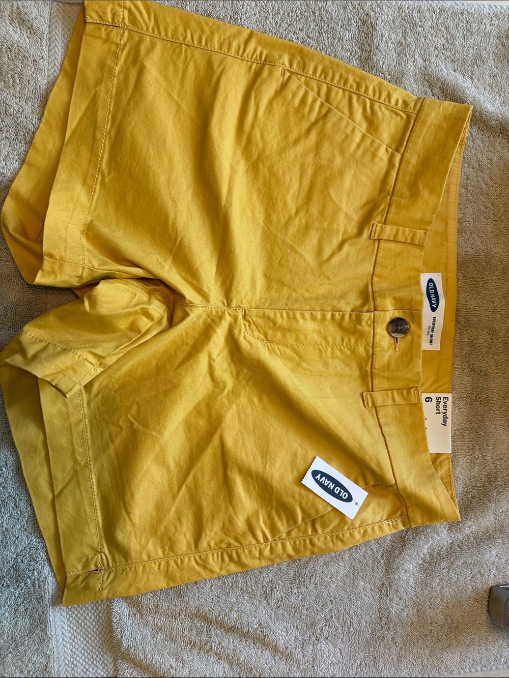 Old Navy Women Mustard Yellow Flat-Front Shorts